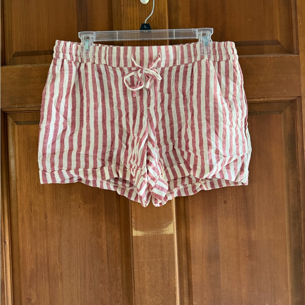 Old Navy Red and White Striped Drawstring Shorts
